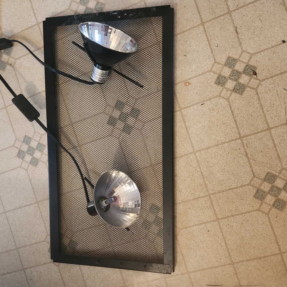 Black Metal Mesh Aquarium Cover With Heat Lamp And Light Good Used Condition